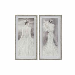 Cuadro Romantico DKD Home Decor Blanco Gris 3.8 x 80 x 40 cm (2 Unidades) Precio: 46.45674. SKU: S3028245