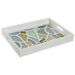 DKD Home Decor Bandeja Guell Moderno Blanco Multicolor MDF 30 x 5 x 40 cm (4 Unidades)