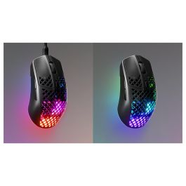 SteelSeries Aerox 3 2022 - Ratón Gaming Inalámbrico, Óptico 8500 DPI, 59g, RGB, USB-C, IP54, Negro