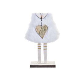 DKD Home Decor Figura Navidad Angel Madera Lana Blanco Rosa Palo Dorado 4 x 19 x 9.5 cm (12 Unidades)