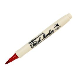 Rotulador Artline Supreme Brush Epfs Pintura Base De Agua Punta Tipo Pincel Trazo Fino Rojo Oscuro 12 unidades