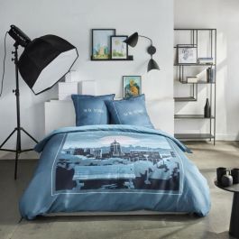 Juego de cama - HOY - JAVA - 2 personas - 240x220 cm - Algodón - Estampado New York - Azul