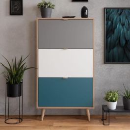 Finori Zapatero Cuba 18 pares - Roble Sonoma y Gris Claro con Pies de Madera Maciza - Diseño Moderno Escandinavo - L 70 x P 24 x H 127 cm Precio: 155.59000017. SKU: B1FSF6KVRC
