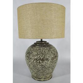 DKD Home Decor Lámpara Sobremesa Mundra Cobre Beige 42 x 62 x 42 cm