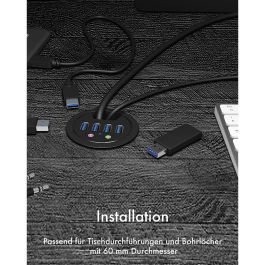 ICY BOX Tisch-Hub 4x USB 3.0 Type-A con Audio Ein-/Ausgang