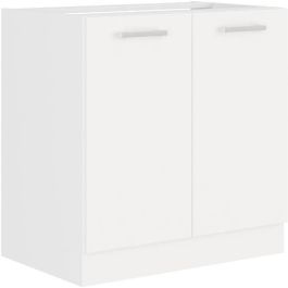 Atlas Mueble Fregadero de Cocina 2 Puertas, Blanco Mate, 80 cm Ancho x 82 cm Alto x 52 cm Fondo - Sin Encimera