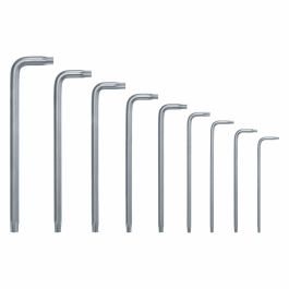Bosch BOS4053423254112 Juego de 9 Llaves Torx de Acero S2 TX8-TX40, Lado Largo, Superficie a Prueba de Óxido, Barra de Almacenamiento