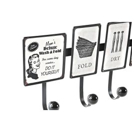 DKD Home Decor Set de 4 Percheros Colgadores de Pared Vintage Metálicos Negro Blanco 38 Ancho x 6 Fondo x 19 Alto cm DKD Home Decor Set de 4 Percheros Colgadores de Pared Vintage Metálicos Negro Blanco 38 Ancho x 6 Fondo x 19 Alto cm