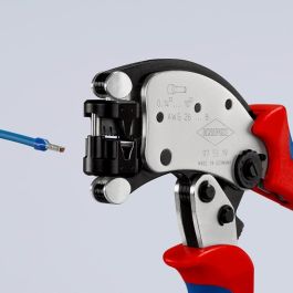 Knipex 97 53 19 Alicates de Crimpado Autoajustables Twistor T para Terminales - Negro, Azul, Rojo, 200 mm