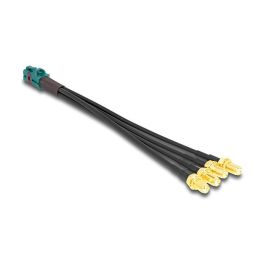 DeLOCK Cable Mini FAKRA Z cuádruple hembra a 4 x SMA hembra tipo A, 0.2 m, 50 Ω, 20 GHz, Negro
