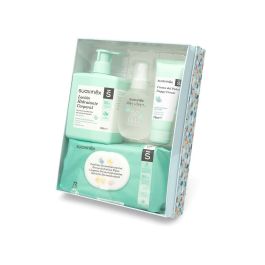 Suavinex Canastilla Cosmética Infantil #Azul 4 Piezas Set con Loción Corporal, Crema Pañal, Colonia y Toallitas para Bebés