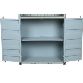 DKD Home Decor Estantería Vintage Contenedor Azul Celeste 44 x 168.5 x 87 cm Metal y MDF con 2 Puertas