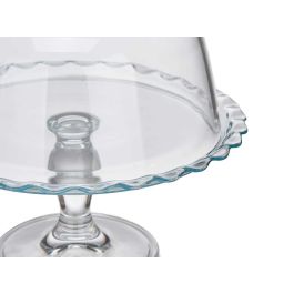 Pasabahce Tartera con Pie y Tapa de Vidrio Transparente, 26 cm de Ancho, Cúpula 22.3 cm x 14.5 cm (2 Unidades)