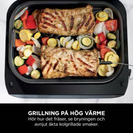 Ninja DG551EU Parrilla y Freidora sin Aceite Max 6 en 1, 1760W, 6 Modos de Cocción, Gris