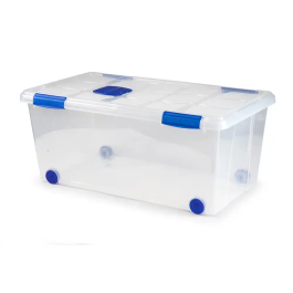 Plasticforte Contenedor Plástico N 7 Transparente con Tapa 61L 73x41x32 cm Ordenación Duradera y Funcional