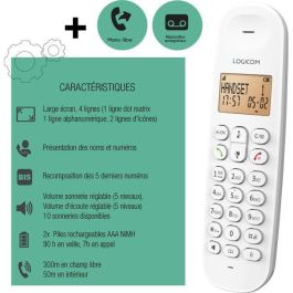 Logicom DECT ILOA 155T SOLO Teléfono Fijo Inalámbrico Blanco con Contestador Automático