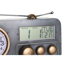 DKD Home Decor Reloj de Sobremesa Vintage de Hierro, Cobrizo Gris, 33x26x11.5 cm, Pack de 2 Unidades, Requiere 2 Pilas AA