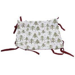 DKD Home Decor Cesta de Navidad Alpina de Algodón Decorativa para Hogar con Diseño de Árboles Verde y Rojo 30x30x8 cm