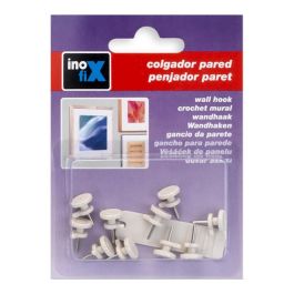 Inofix 3000-2 Colgador de Cuadros Simple Blanco, Blister 6 Unidades, Fijación con Clavos, Soporta 2kg para Madera, Yeso, Pladur