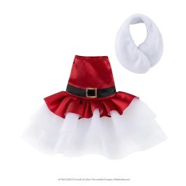 CEFA 00273 The Elf On The Shelf: Vestido de Santa Claus para Elfa con Estola Blanca y Cinturón, Edad +3 años