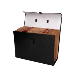 Liderpapel Maletín con fuelle y asa, cartón forrado, 19 departamentos, 255x390x120 mm, colores surtidos