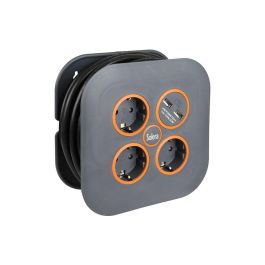 Solera Enrollacables 5 m 3 tomas 2p+t y 2 USB 2.4A, Cable H05VV-F 3G 1.5mm², 250V 16A