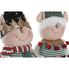 DKD Home Decor Figura de Navidad Elfo Tradicional de Poliéster, Colores Verde y Rojo, 65 cm Alto x 26 cm Ancho x 13 cm Largo, Pack de 2 Unidades