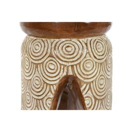 DKD Home Decor Mesita Auxiliar Balinesa de Albasia Natural y Blanco con Diseño de Círculos 29x29x49 cm DKD Home Decor Mesita Auxiliar Balinesa de Albasia Natural y Blanco con Diseño de Círculos 29x29x49 cm