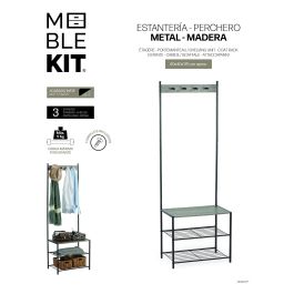 Moblekit Estantería Perchero de Metal y Madera 60 x 40 x 175 cm (3 Unidades)