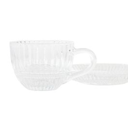 DKD Home Decor Café Básico Transparente 14x7.5 cm (Set 6) Cristal 240ml, Apto Microondas y Lavavajillas