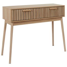 Klaus Consola con 2 Cajones de Almacenamiento - Mueble Recibidor Colección Natural, Madera MDF y Patas Pino 100x35x80 cm