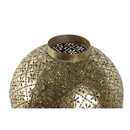DKD Home Decor Portavelas Oriental Metal y Cristal Dorado 19 x 24.5 x 19 cm