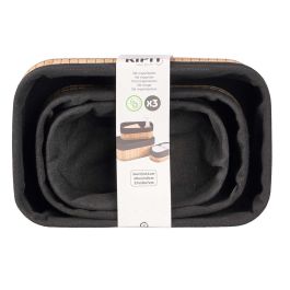 Kipit Set de 3 Organizadores de Bambú Negros 24x11x15 cm (Incluye 3 Tamaños) (12 Unidades)