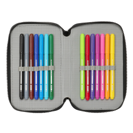 Plumier Triple Teenage Mutant Ninja Turtles Negro Gris 12,5 x 19,5 x 5,5 cm 36 Piezas