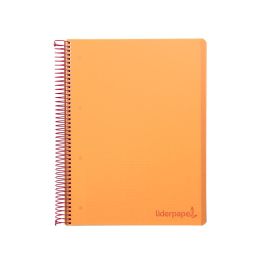 Cuaderno Espiral Liderpapel A5 Micro Wonder Tapa Plastico 120H 90 gr Cuadro 5 mm 5 Bandas 6 Taladros Color Naranja