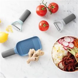 Berghoff 3950295 Set de 2 Peladores + Rallador Multiusos para Frutas y Verduras, Acero Inoxidable