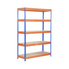 Simon Rack Estantería metálica sin tornillos azul/naranja/madera, 5 estantes, 300kg por estante, 2000x1200x600mm Precio: 191.78999972. SKU: B1J5GNYYZQ