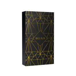 Belius Soiree Bolígrafo y Estuche Negro y Dorado Tinta Azul 0,8 mm Caja Diseño Art Deco Elegante