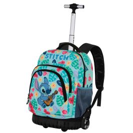 Disney Lilo y Stitch Mochila Trolley GTS FAN Guitar Verde con ruedas, compartimentos y bolsillo acolchado