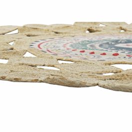 DKD Home Decor Alfombra Boho Marron Multicolor Yute Algodon Polyester 150 x 150 cm