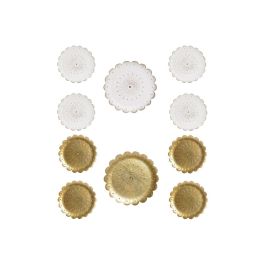 Decoracion Pared Moderno DKD Home Decor Blanco Dorado 2 x 35 x 35 cm Set de 5 (2 Unidades)