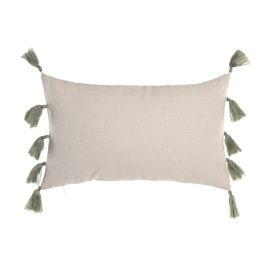 DKD Home Decor Cojín Boho Crudo Verde 50 x 30 cm Algodón con Cremallera (2 Unidades)