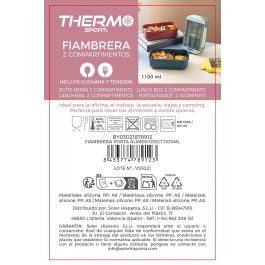 Thermosport Fiambrera Porta Alimentos Rectangular 1100 ml - 21.5x12.5x8 cm (12 Unidades)