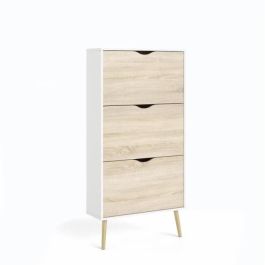 Zapatero - Blanco / Roble - 12 pares - Base acampanada de madera maciza - 70,2 x 23,9 x 138,9 cm Zapatero - Blanco / Roble - 12 pares - Base acampanada de madera maciza - 70,2 x 23,9 x 138,9 cm