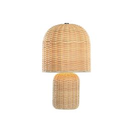 DKD Home Decor Lámpara de Sobremesa Estilo Tropical, con Pantalla de Ratan Beige, 41x25x25 cm, Casquillo E27, Potencia Máx. 50W, 220V