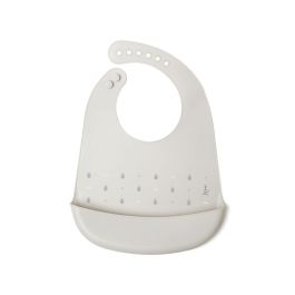 KioKids Babero Silicona Gris Impermeable Ajustable con Bolsillo Recogemigas +4 Meses