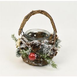 DKD Home Decor Portavelas Navidad Tradicional Rojo Natural Ratan y Cristal 20 x 25 x 20 cm Precio: 7.49999987. SKU: B18WXBWAE6