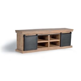 Giner y Colomer Mueble TV Industrial con Madera de Manguier y Metal Nogal Oscuro