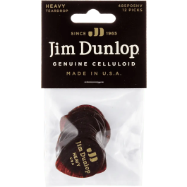 DUNLOP Pack 12 Púas Genuine Celluloid Teardrop Shell - Heavy