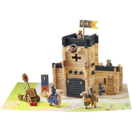 Jeujura 8028 Juego de Construcción Castillo Catapulta 270 Piezas de Madera